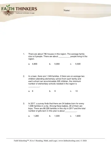Grade 5 Math: Word Problems — worksheet preview