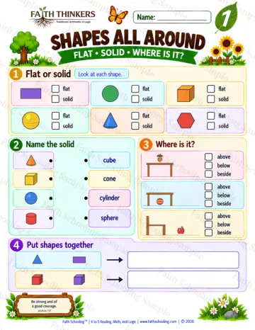 1st Grade math worksheet — Shapes All Around Practice 5