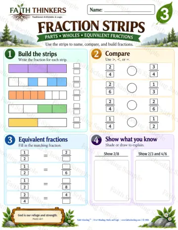 3rd Grade math worksheet — Fractions Practice 4