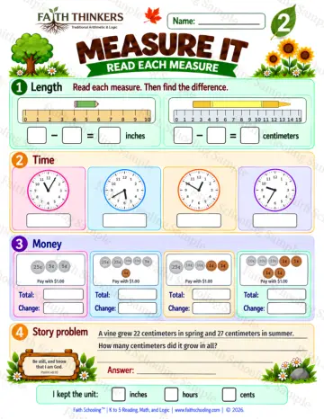 2nd Grade math worksheet — Measurement Practice 5