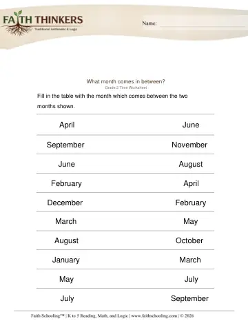 Months of Year Between 1