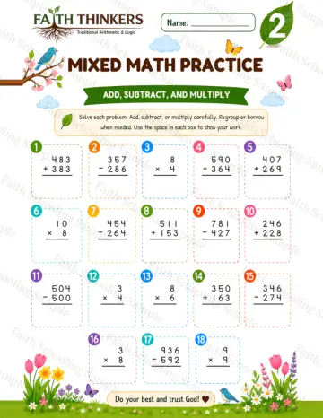 2nd Grade math worksheet — Spring Mixed Practice 6