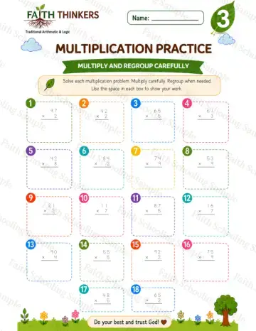 3rd Grade math worksheet — Summer Multiplication Practice 8