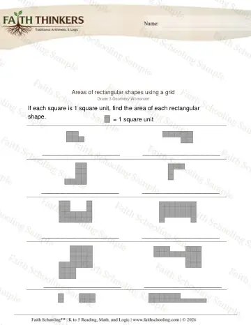 3rd Grade math worksheet — Perimeter and Area. Geometry Area Rectangular Shapes Grid 1
