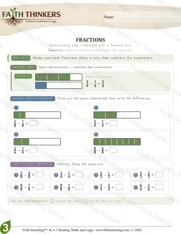 3rd Grade math worksheet — Fractions (Practice 9)