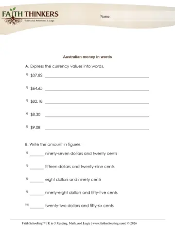 Grade 3 Math: World Currencies — worksheet preview