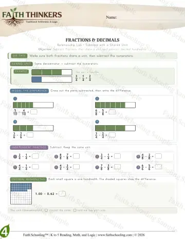 4th Grade math worksheet — Fractions (Practice 9)