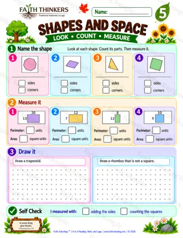 5th Grade math worksheet — Perimeter and Area Practice 7