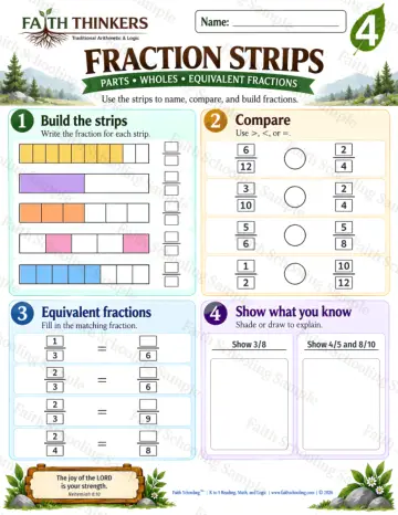 4th Grade math worksheet — Fractions Practice 7