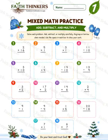 1st Grade math worksheet — Winter Mixed Practice 8