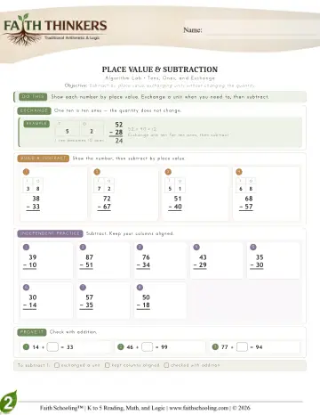 Grade 2 Math: Place Value — worksheet preview