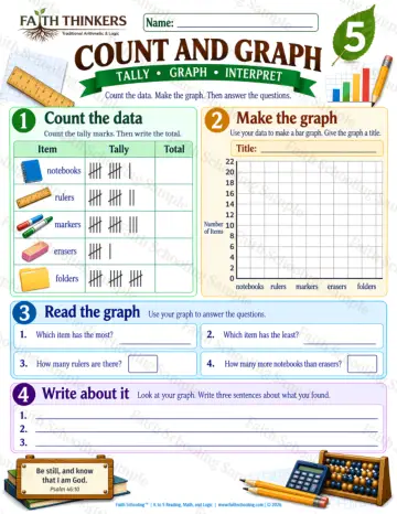 5th Grade math worksheet — Data Practice 6