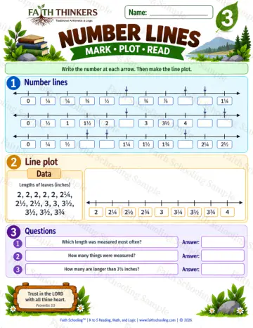 3rd Grade math worksheet — Number Lines Practice 4
