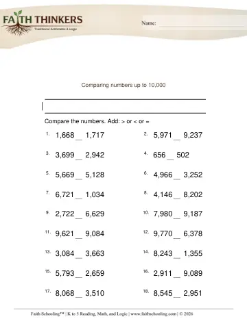 Compare Numbers 1 (Practice 1)