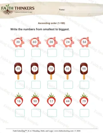1st Grade math worksheet — Number Order and Sequence. Number Order 5