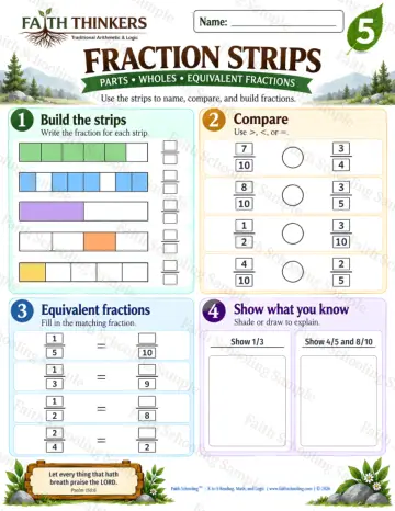 5th Grade math worksheet — Fractions Practice 4