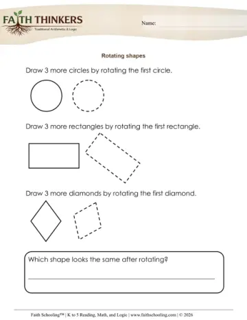 Grade 1 Math: Symmetry Transformations — worksheet preview