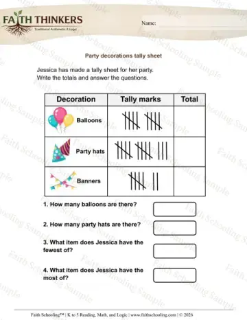 1st Grade math worksheet — Tally and Frequency. Tally Sheets 4
