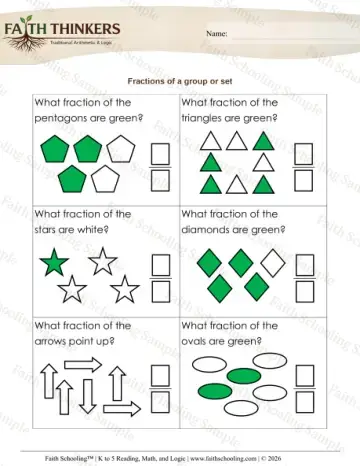 2nd Grade math worksheet — Reading and Writing Fractions. Writing Fractions Sets 2