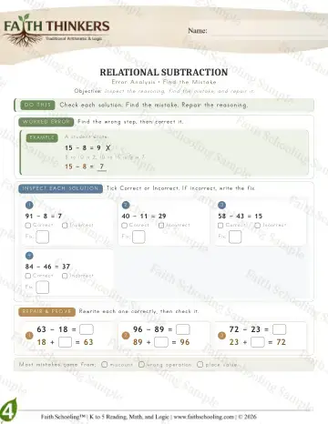 4th Grade math worksheet — Reasoning & Fluency - Error (Practice 4)