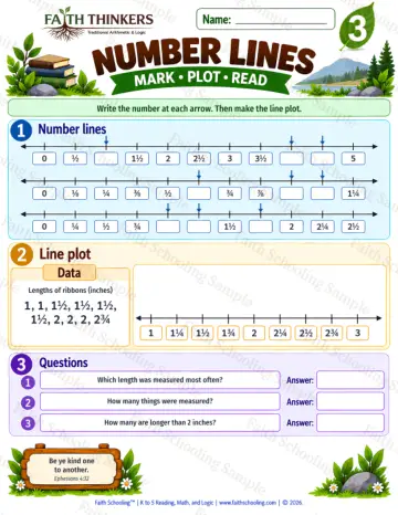 3rd Grade math worksheet — Number Lines Practice 7