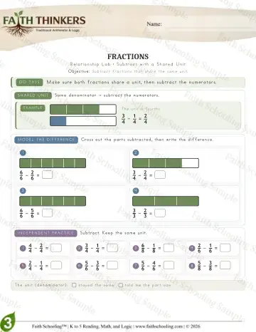 3rd Grade math worksheet — Fractions (Practice 4)