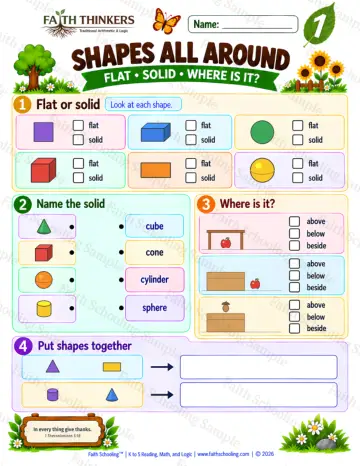 1st Grade math worksheet — Shapes All Around Practice 6