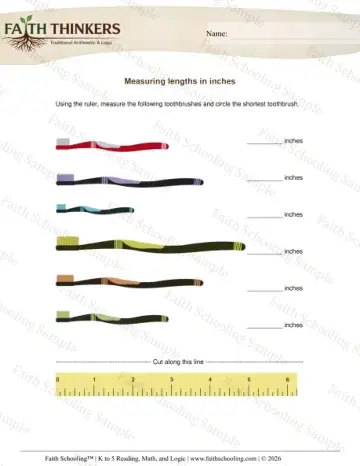 1st Grade math worksheet — Measuring Length. Measurement Ruler Inches 2