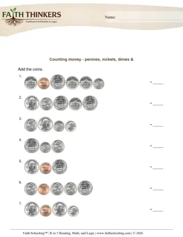 Counting Money Pennies Nickels Dimes Quarters 3