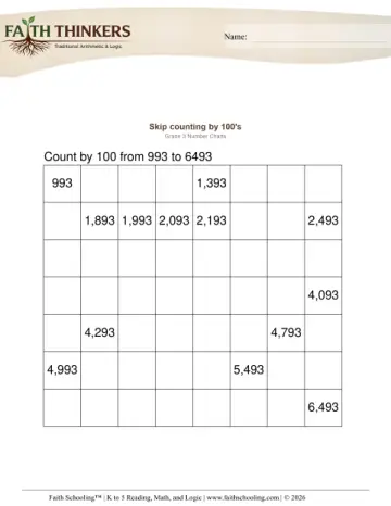 Grade 3 Math: Skip Counting — worksheet preview
