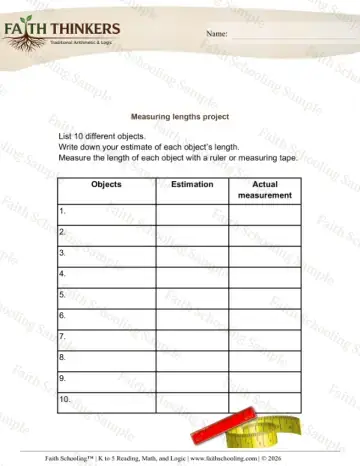 4th Grade math worksheet — Measurement Activities. Measurement Project 4