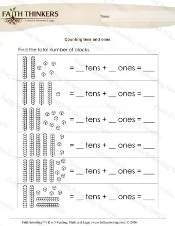 1st Grade math worksheet — Base Ten Blocks Count Tens Ones 3