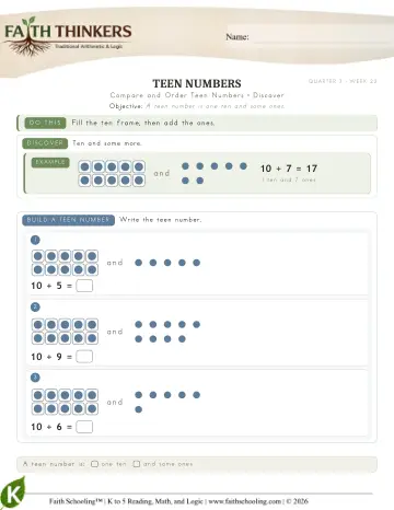 Compare And Order Teen Numbers (Practice 2)