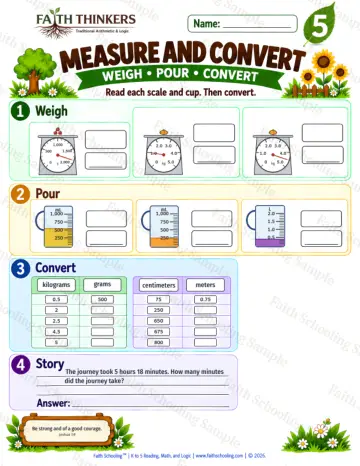 5th Grade math worksheet — Converting Units Practice 6