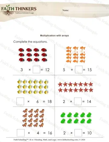 2nd Grade math worksheet — Arrays and Equal Groups. Multiplication Arrays 4
