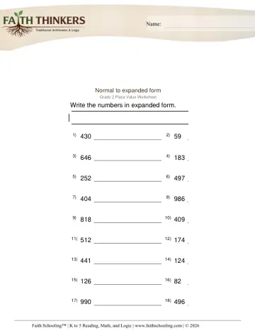 Grade 2 Math: Write Number — worksheet preview