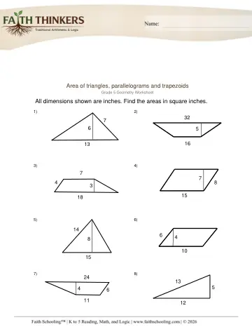 Area of Triangles Parallelograms Trapezoids 1