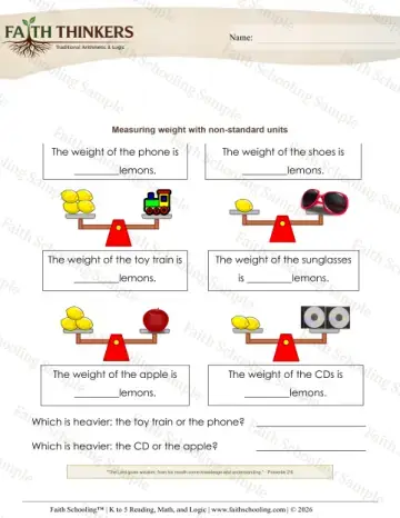 2nd Grade math worksheet — Measurement Weight Non Standard 4