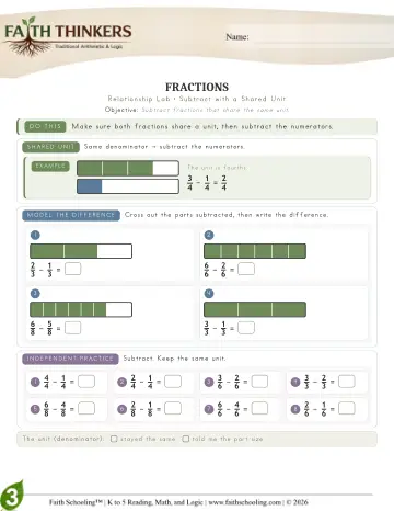 Grade 3 Math: Fractions — worksheet preview