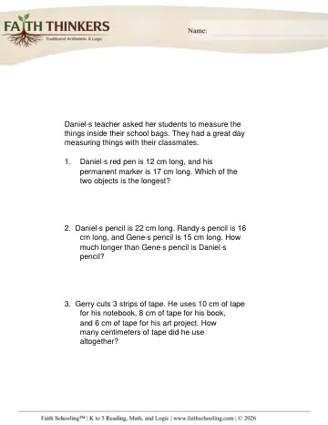 Length Word Problems Metric 4