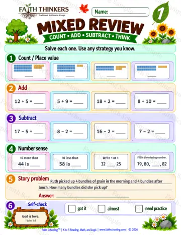 1st Grade math worksheet — Core Skills Practice 5