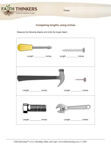 Measurement Comparing Length Inches 1