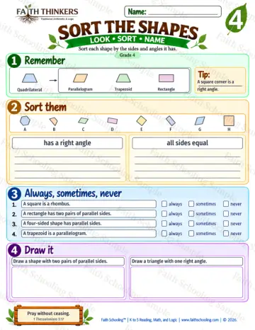 4th Grade math worksheet — Classifying Shapes Practice 9