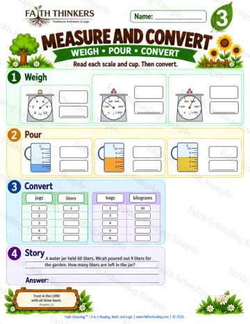 3rd Grade math worksheet — Measurement Units Practice 5