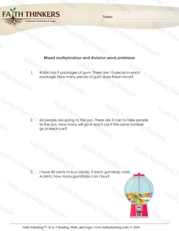 3rd Grade math worksheet — Mixed Practice. Mixed Multiplication and Division Word Problems 8
