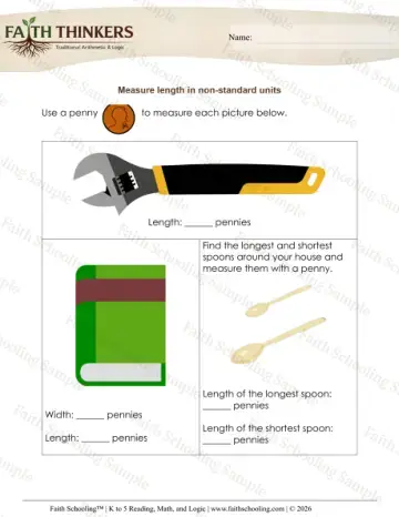 1st Grade math worksheet — Measuring Length Non Standard Units 1