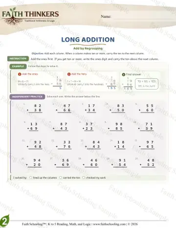 2nd Grade math worksheet — Addition with Regrouping. Long Addition (Practice 5)