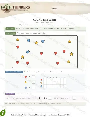 1st Grade math worksheet — Interactive & Puzzles - Countscene (Practice 5)