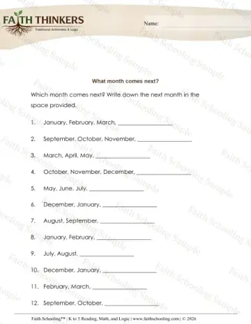 2nd Grade math worksheet — Calendar and Seasons. Months of Year Next 4