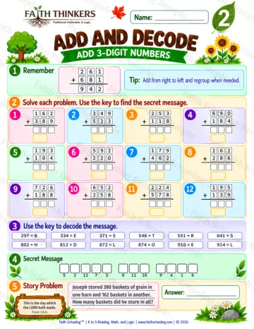 2nd Grade math worksheet — Addition with Regrouping Practice 7